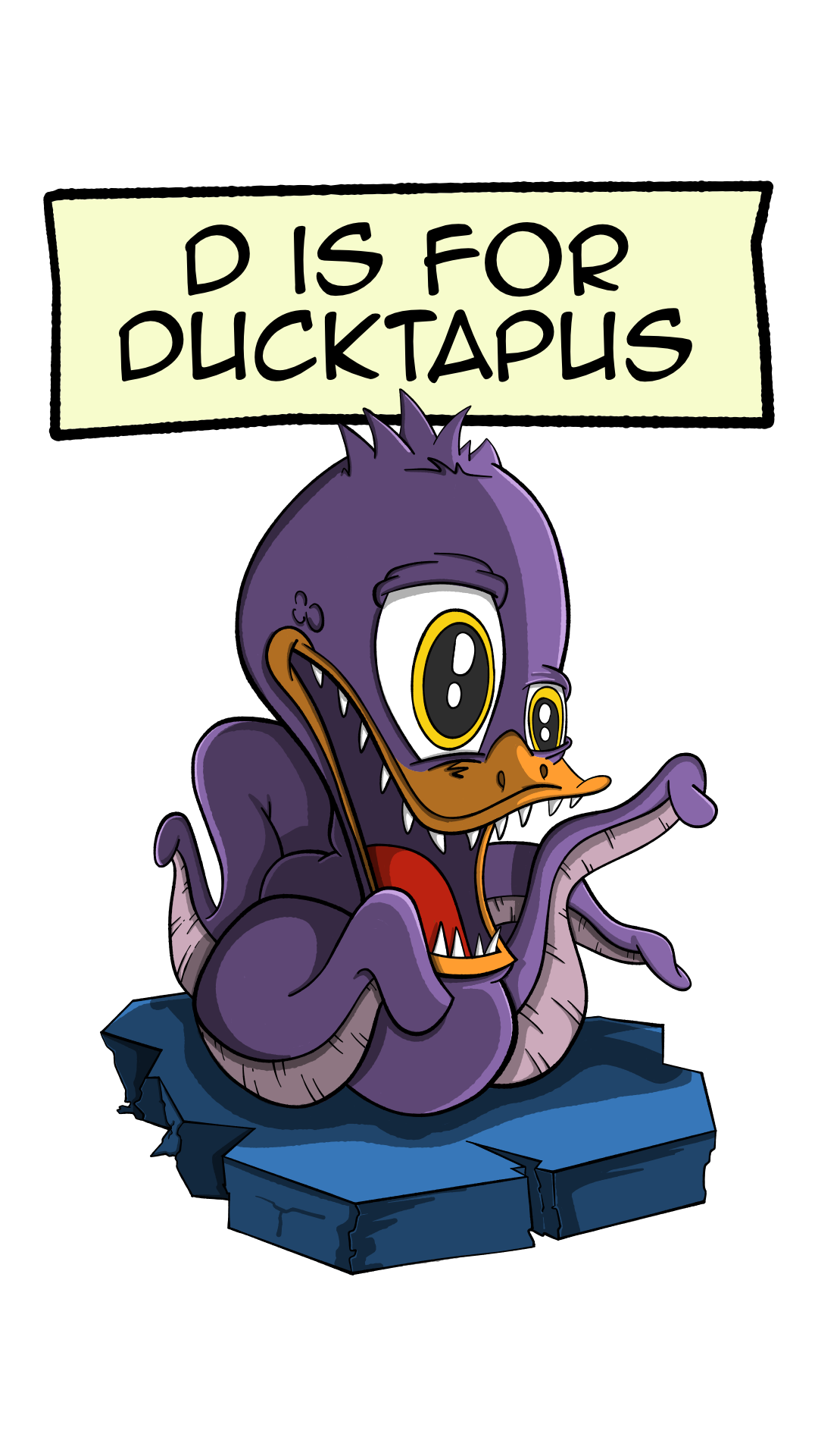 A cheerful, multilimbed Ducktapus floating comfortably in a cozy pond.